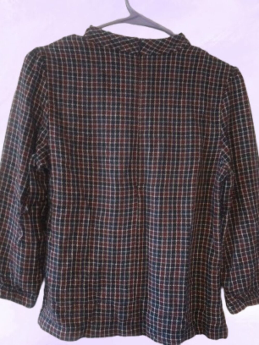 Superdry Kimmy Top Classic crew neckline All over check design in burgundy red 6
